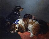 King Canvas Paintings - Two King Charles Spaniels and a Terrier